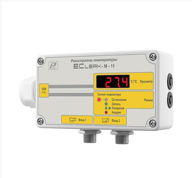 Регистратор температуры EClerk-M-11-2Pt-HP в герметичном корпусе (с индикатором)